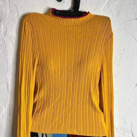 BDG Kiara Open Back Ribbed Long Sleeve Sweater Top Mustard Women's Size Medium - Picture 3 of 7